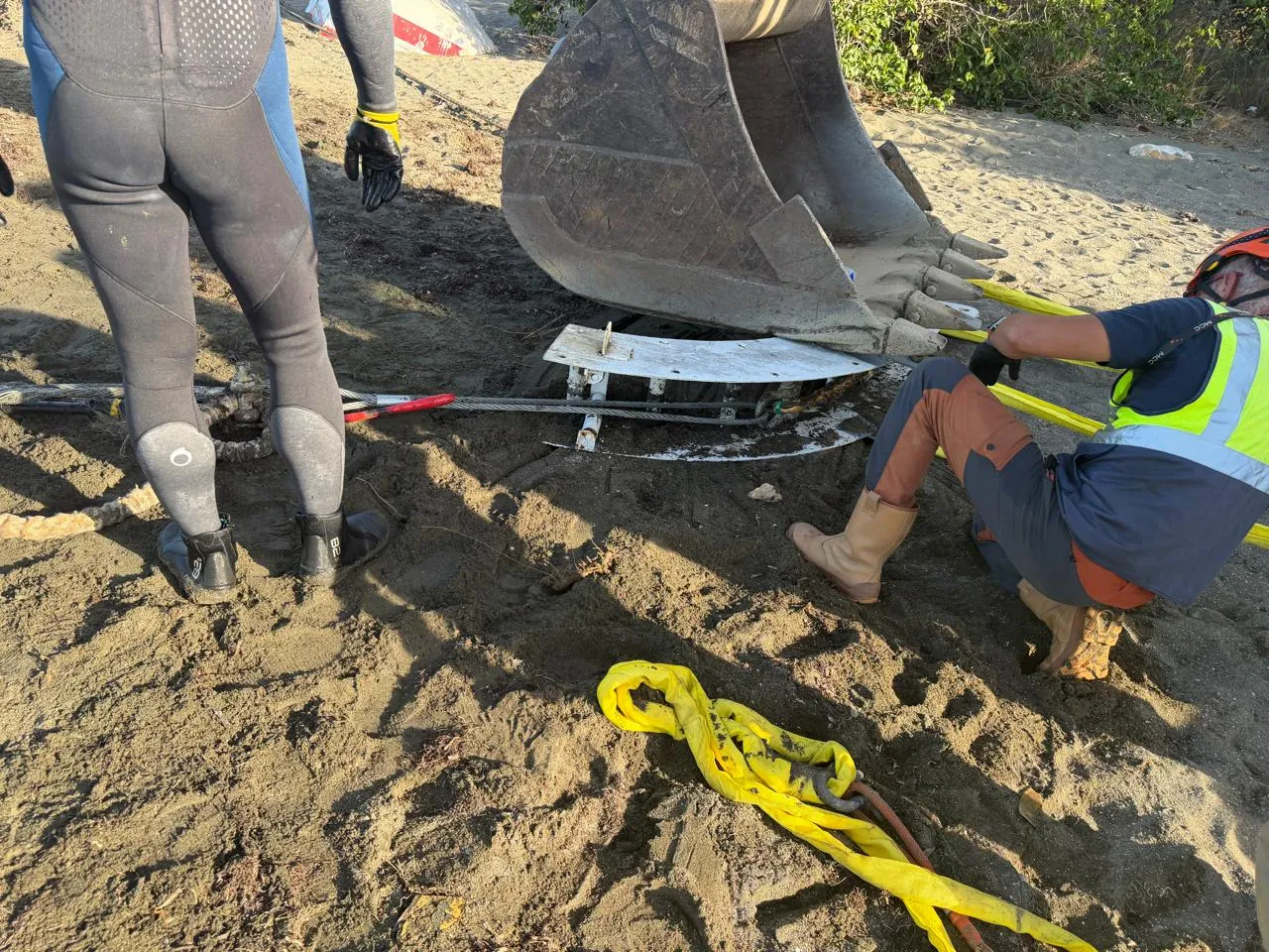 Shore end pull-in